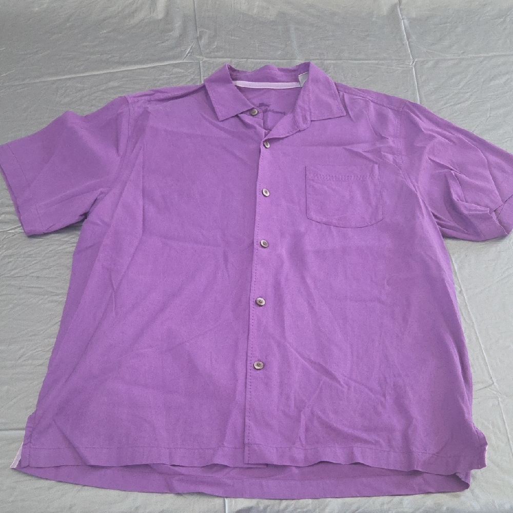 Tommy Bahama Short-Sleeve Button-Down Shirt in Lavender Size L